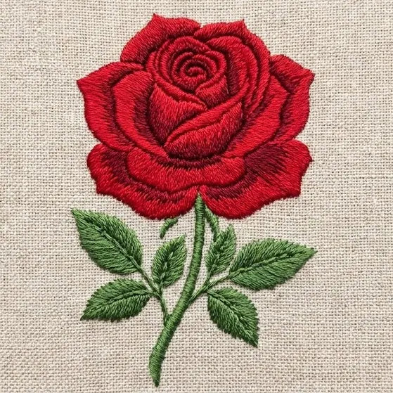 Embroidered Rose Sweatshirt – Custom Stitched Floral Design, Minimal Style