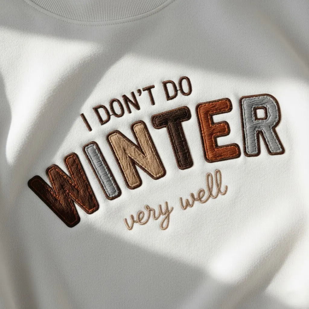 Embroidered Text Sweatshirt – Custom Stitched Quote, Minimal Casual Style