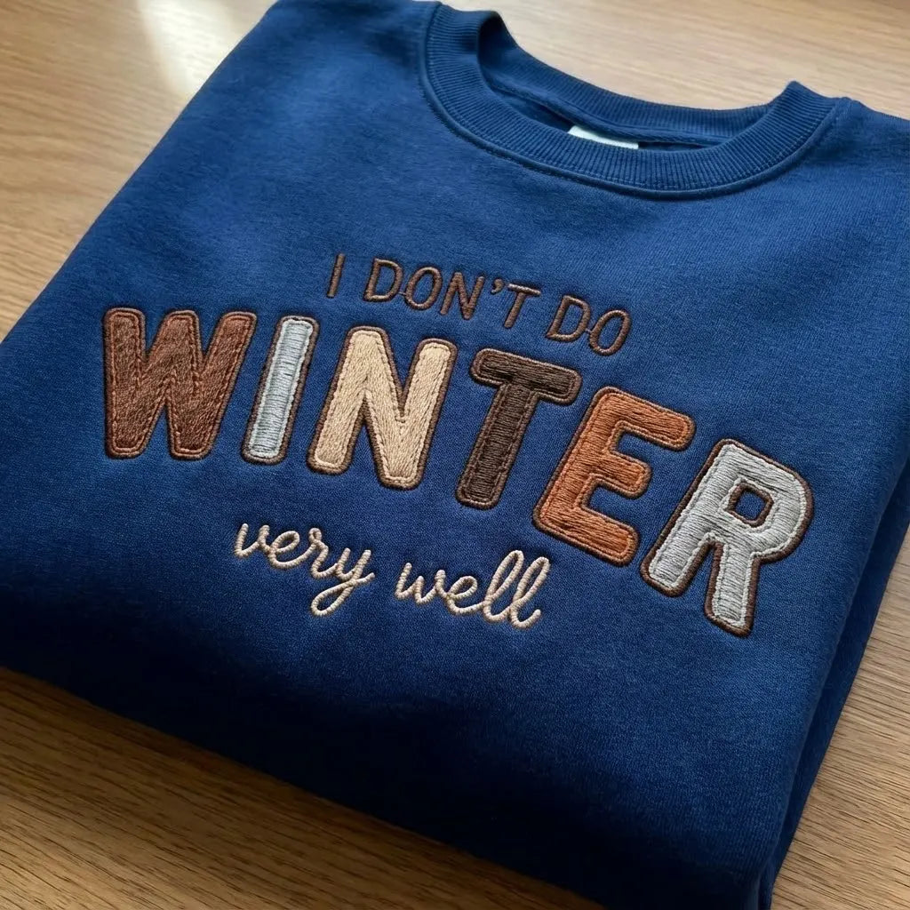 Embroidered Text Sweatshirt – Custom Stitched Quote, Minimal Casual Style