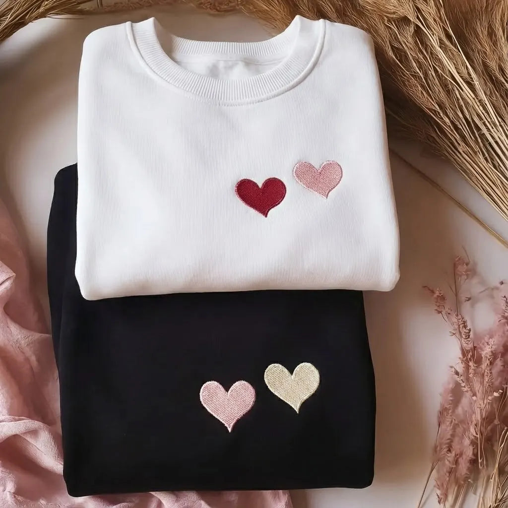Embroidered Heart Sweatshirt – Minimal Love Design, Cozy Everyday Wear