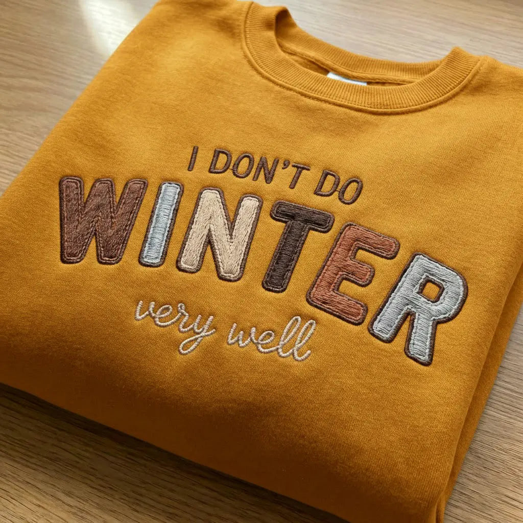 Embroidered Text Sweatshirt – Custom Stitched Quote, Minimal Casual Style