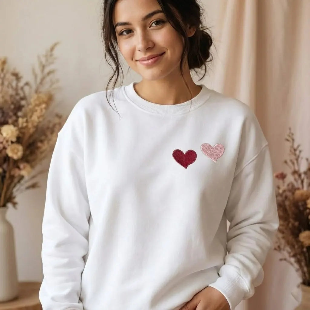 Embroidered Heart Sweatshirt – Minimal Love Design, Cozy Everyday Wear