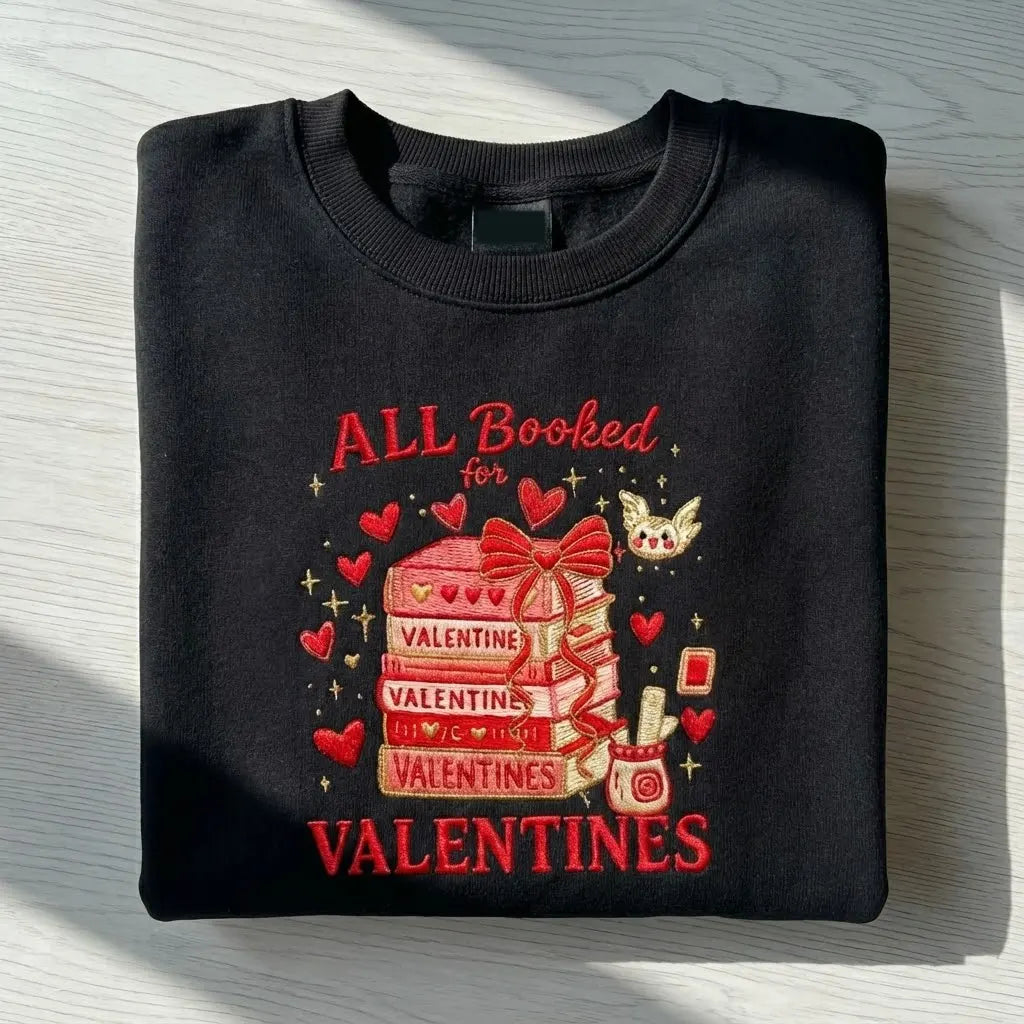 Embroidered Valentine Sweatshirt – Custom Stitched Artwork, Cozy Casual Wear