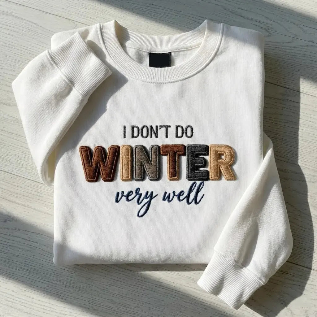 Embroidered Text Sweatshirt – Custom Stitched Quote, Minimal Casual Style