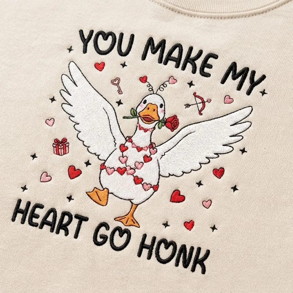 Embroidered Goose Sweatshirt – Custom Stitched Artwork, Cozy Casual Wear