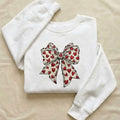 Embroidered Bow Sweatshirt – Hand-Stitched Heart Bow Design, Soft Cozy Wear